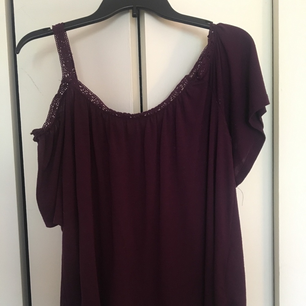 M Purple Cold Shoulder Top